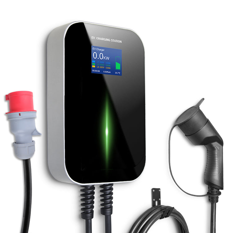 EV Charger laddbox 11 kW med kabel typ 2 med CEE kontakt 16A